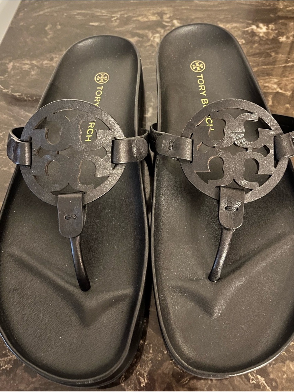 Tory Burch Black Miller cloud Thong Sandals 10